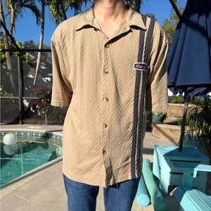 Vintage Rip Curl Diamond Quilt Racing Stripe Button Up